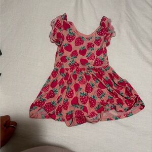 Little Sleepies Pink Strawberry Print Dress